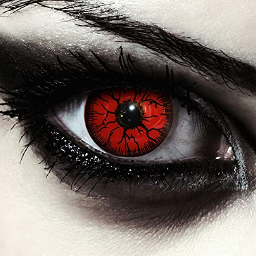 DESIGNLENSES, Dos lentillas diarias colores rojos para Halloween vampiro disfraz, 1 par/2 pzs, sin graduación (Red Monster)