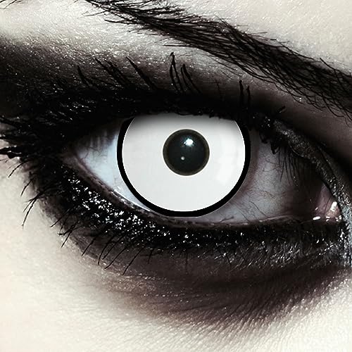 DESIGNLENSES, Dos lentillas diarias colores blancas y negras para Halloween vampiro disfraz, 1 par/2 pzs, sin graduación (Zombie Eye)